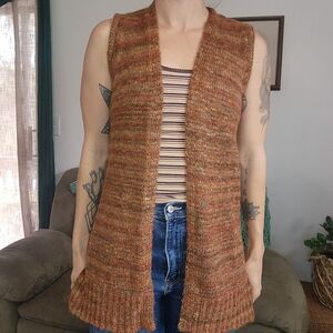 Chicos Retro Knit Open Front Cardigan Sweater Size 4